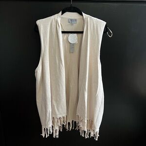 Joseph A Cream Sleeveless Cardigan with Fringe